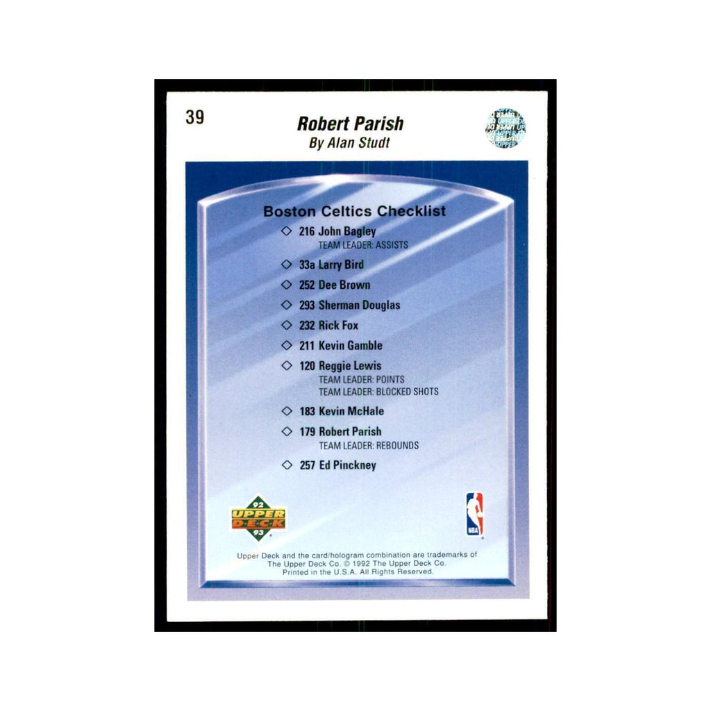 1992 Upper Deck Robert Parish Basketball Cards #39