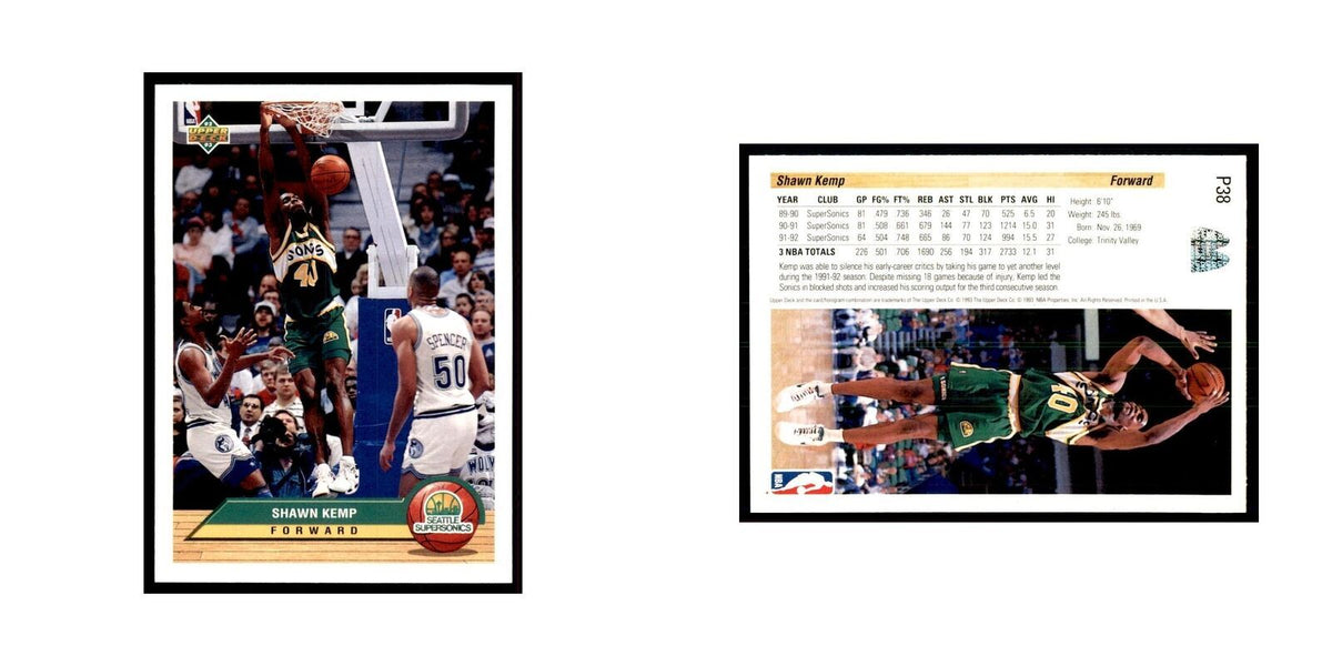 1992 Upper Deck Shawn Kemp Basketball Cards #P38