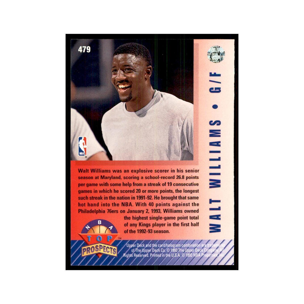1992 Upper Deck Walt Williams Basketball Cards #479