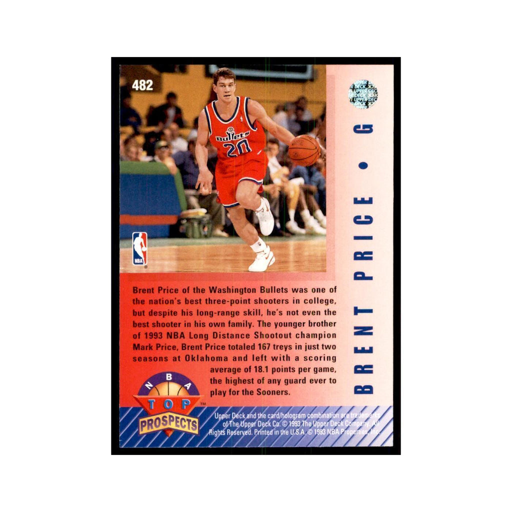1992 Upper Deck Brent Price Basketball Cards #482