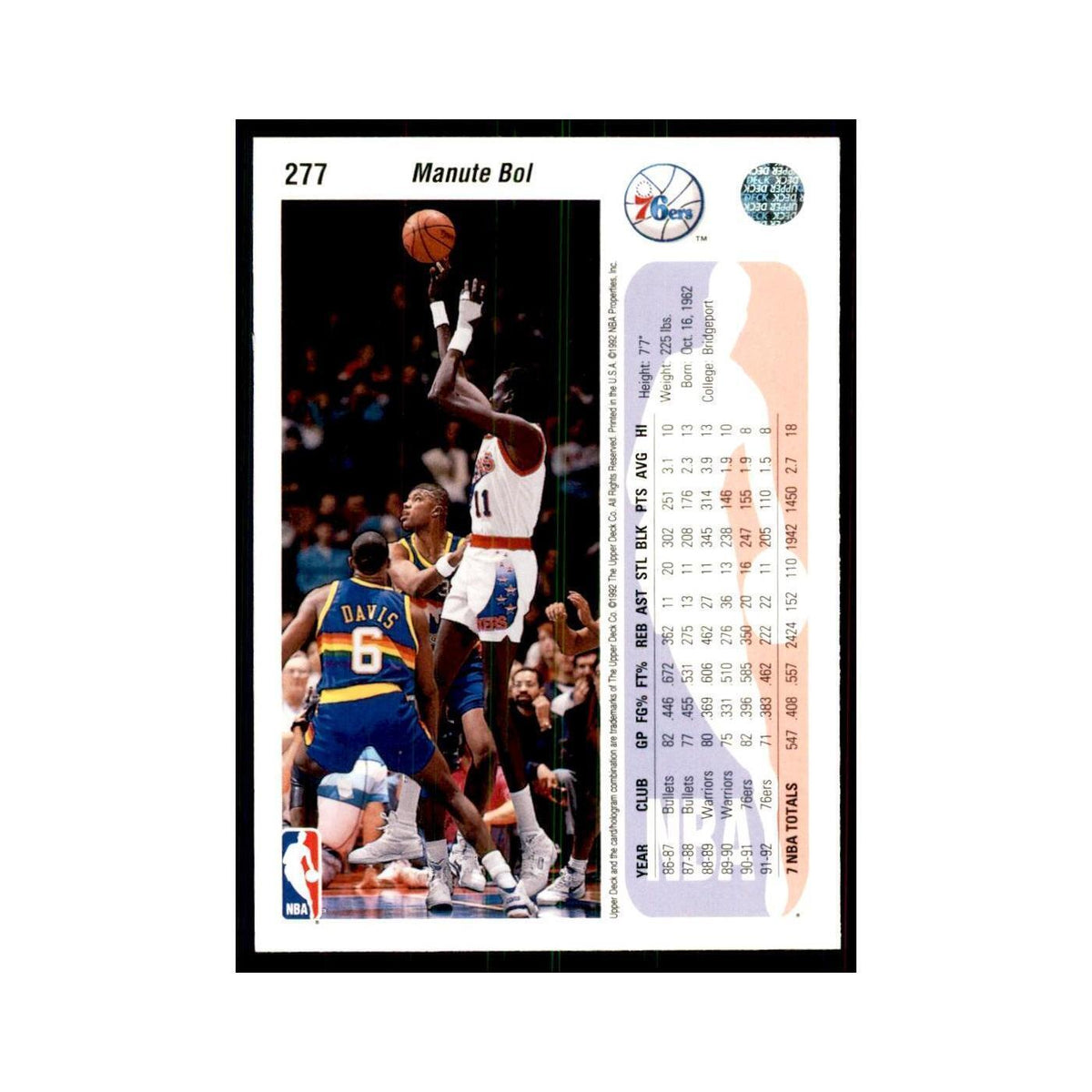 1992 Upper Deck Manute Bol Basketball Cards #277
