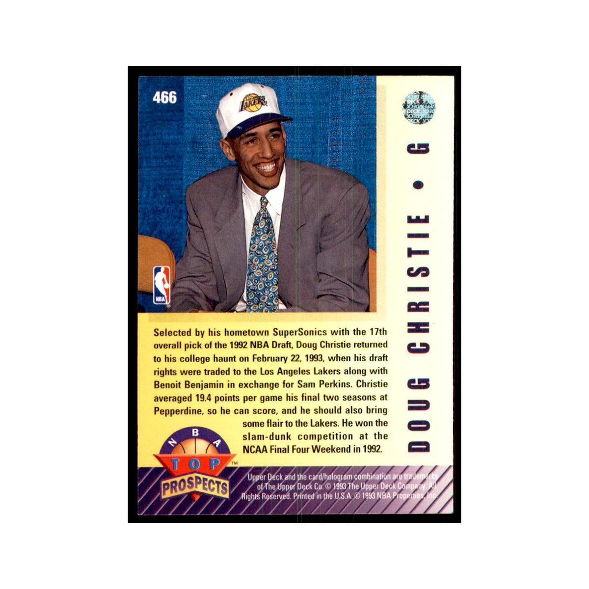1992 Upper Deck Doug Christie Basketball Cards #466