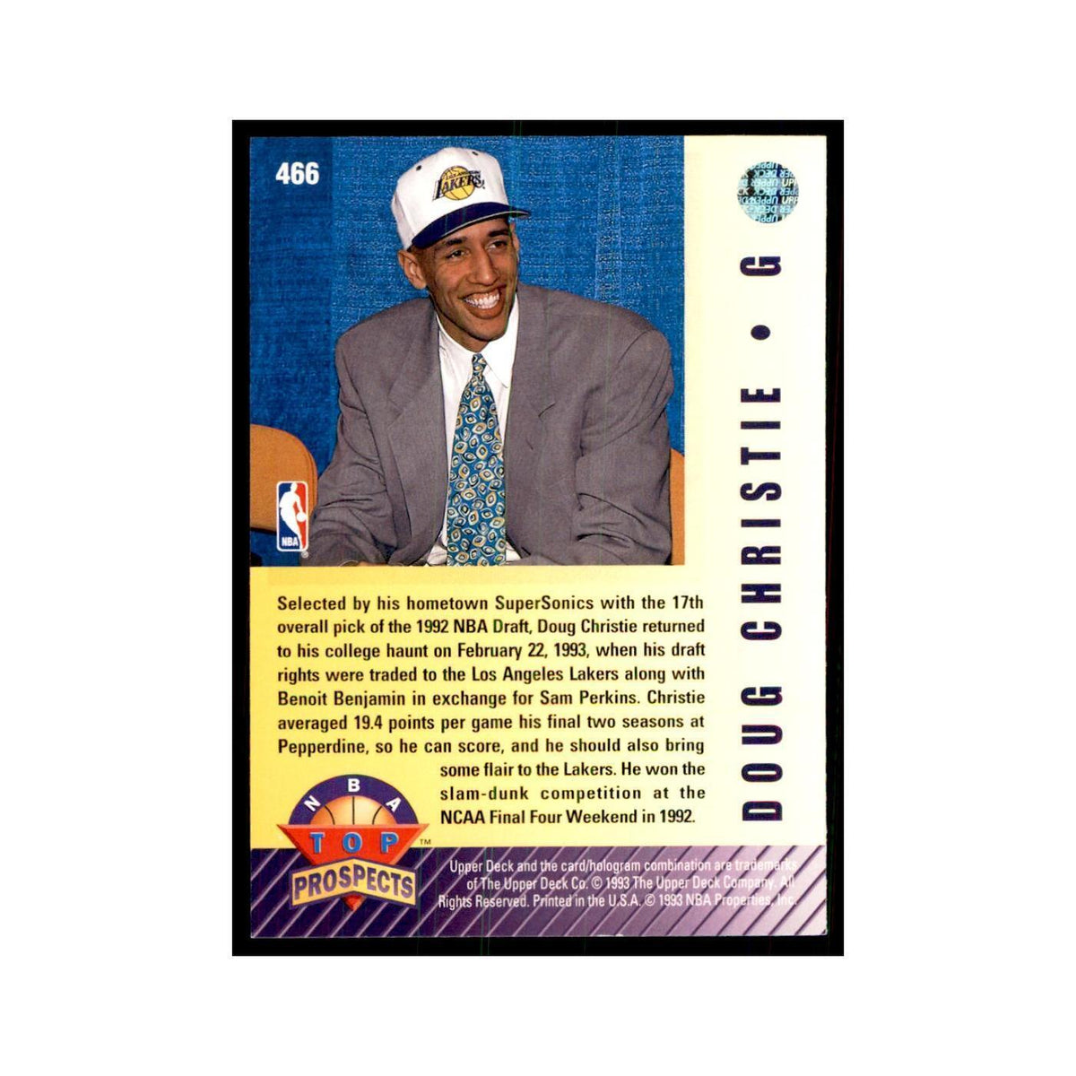 1992 Upper Deck Doug Christie Basketball Cards #466