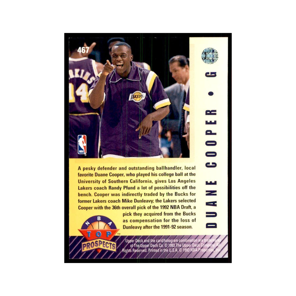 1992 Upper Deck Duane Cooper Basketball Cards #467