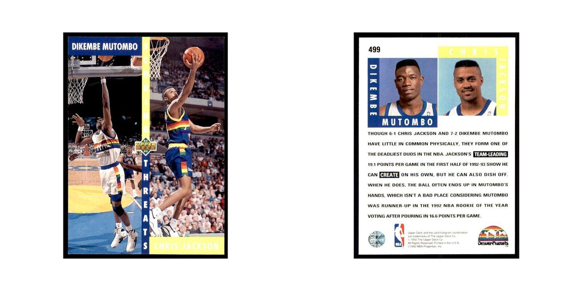 1992 Upper Deck Dikembe Mutombo/Chris Jackson Basketball Cards #499