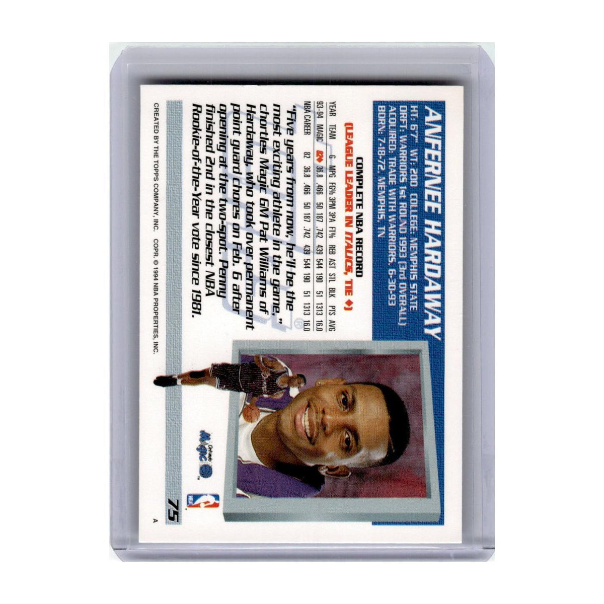 1994 Topps Anfernee Hardaway Magic #75