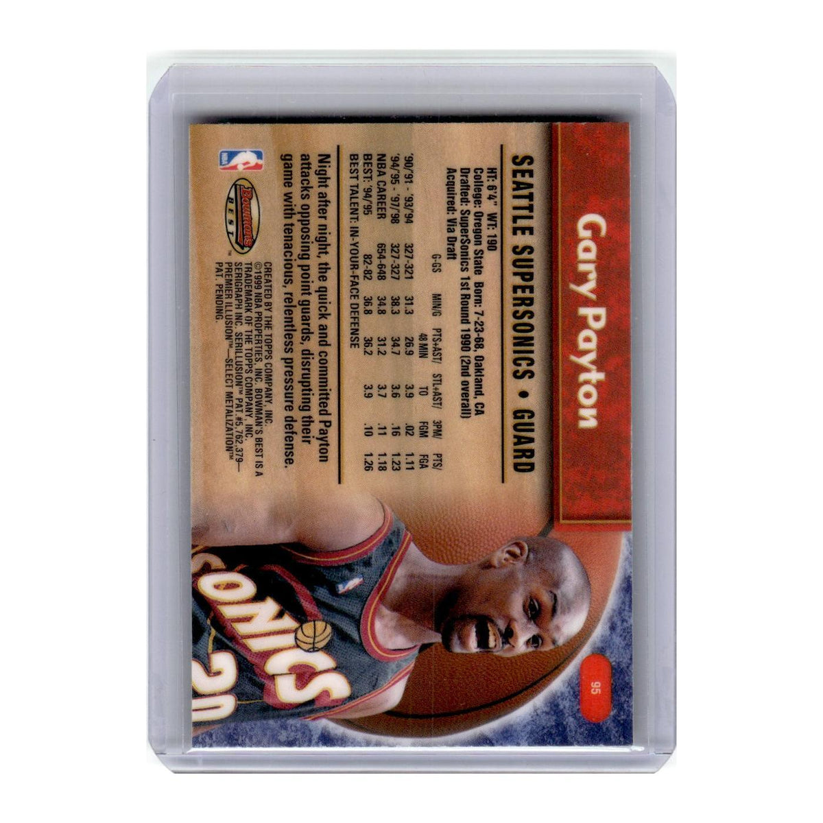 1998 Bowman's Best Gary Payton Seattle SuperSonics #95