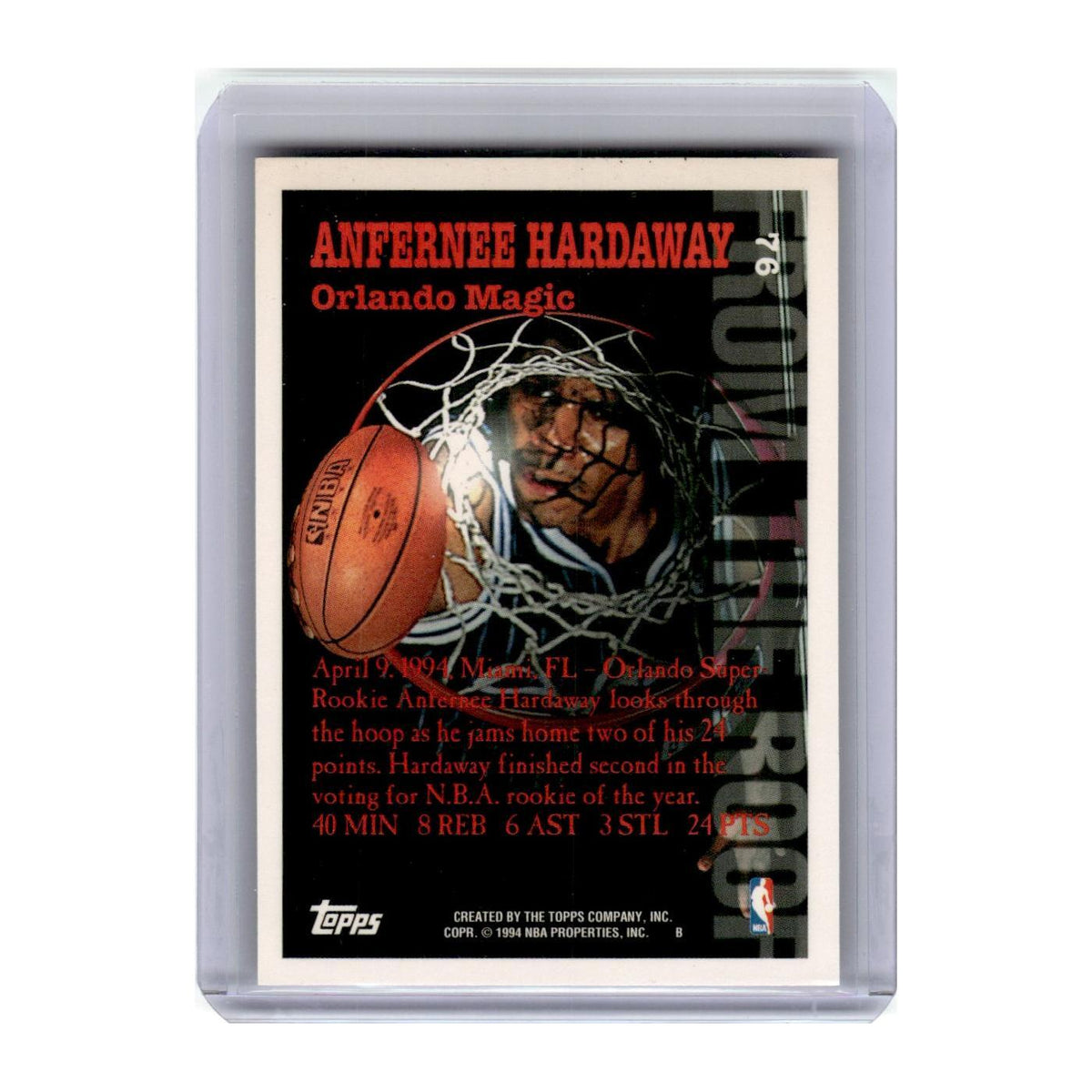 1994 Topps From The Roof Anfernee Hardaway Magic #76