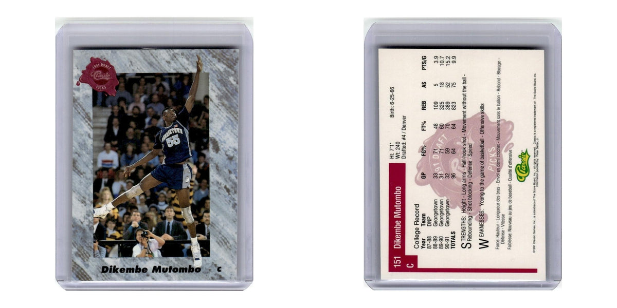 1991 Classic Draft Picks Dikembe Mutombo Hornets #151