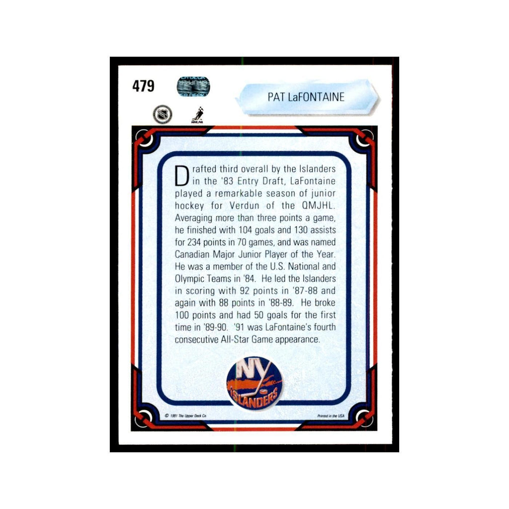 1990 Upper Deck Pat LaFontaine Hockey Cards #479