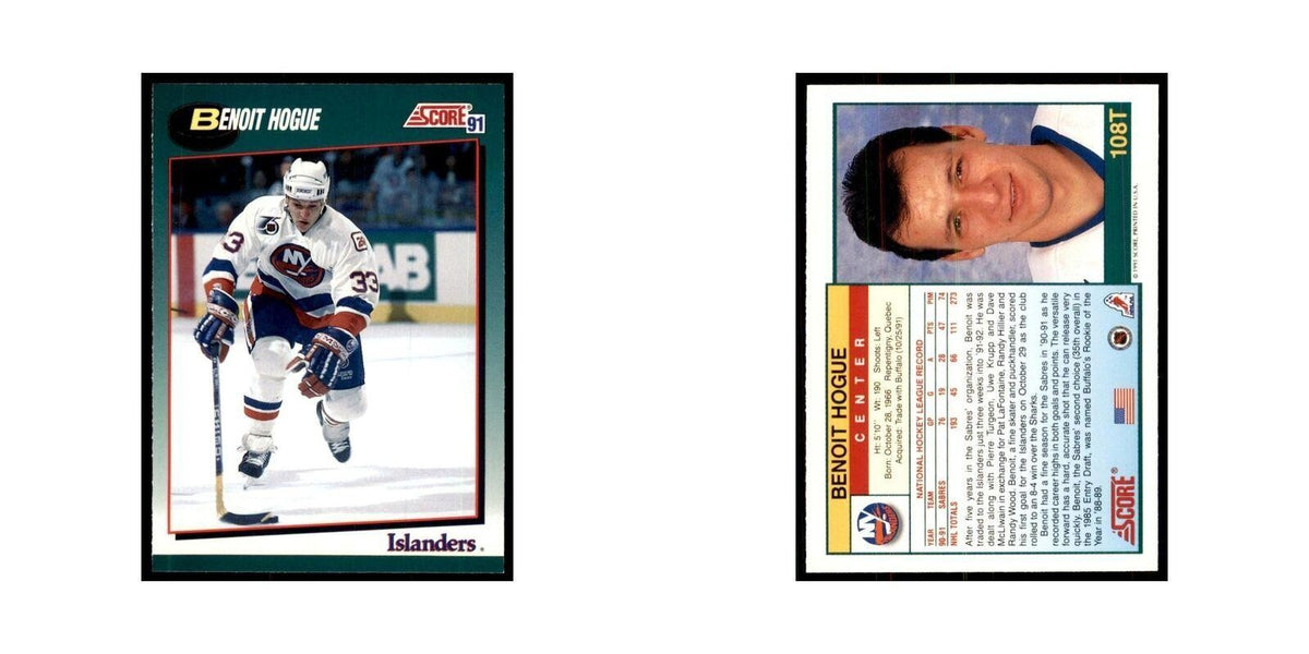 1991 Score Rookie and Traded Benoit Hogue New York Islanders #108T