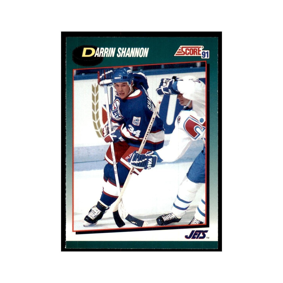 1991 Score Rookie and Traded Darrin Shannon Winnipeg Jets #107T