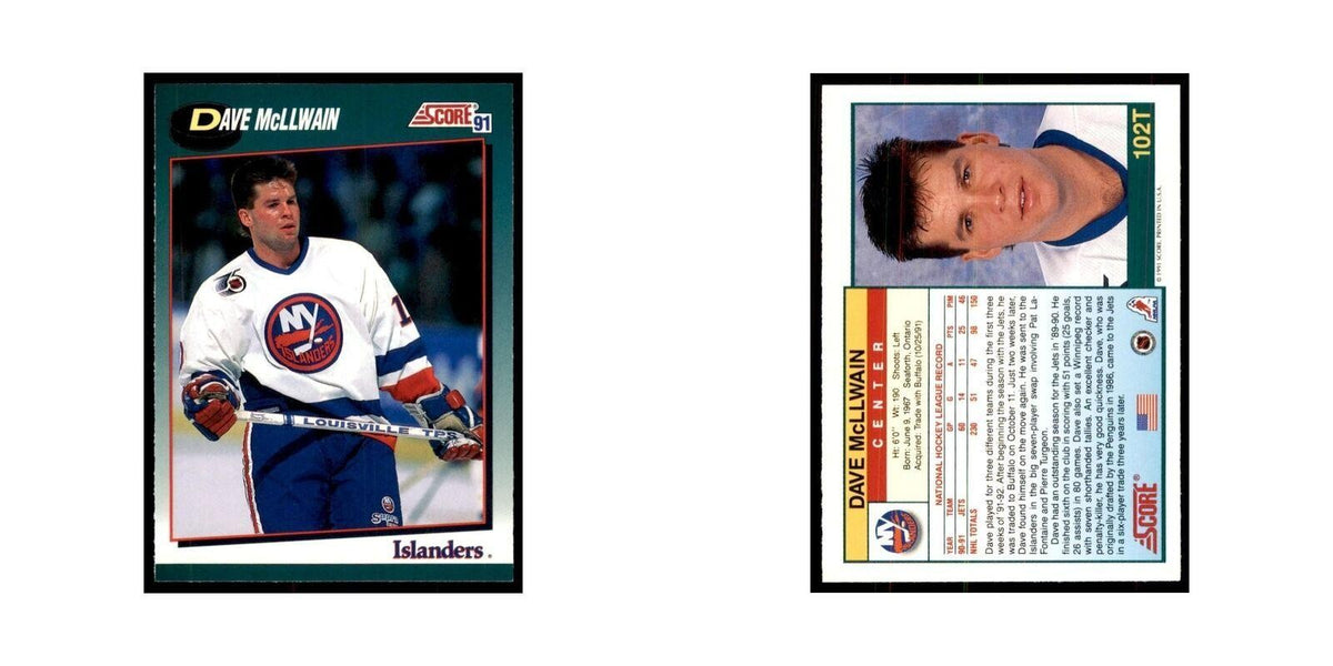 1991 Score Rookie and Traded Dave McLlwain New York Islanders #102T