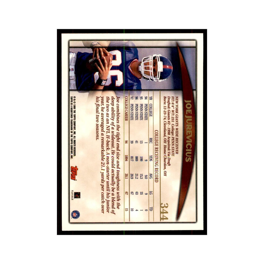 1998 Topps Joe Jurevicius RC Giants #14