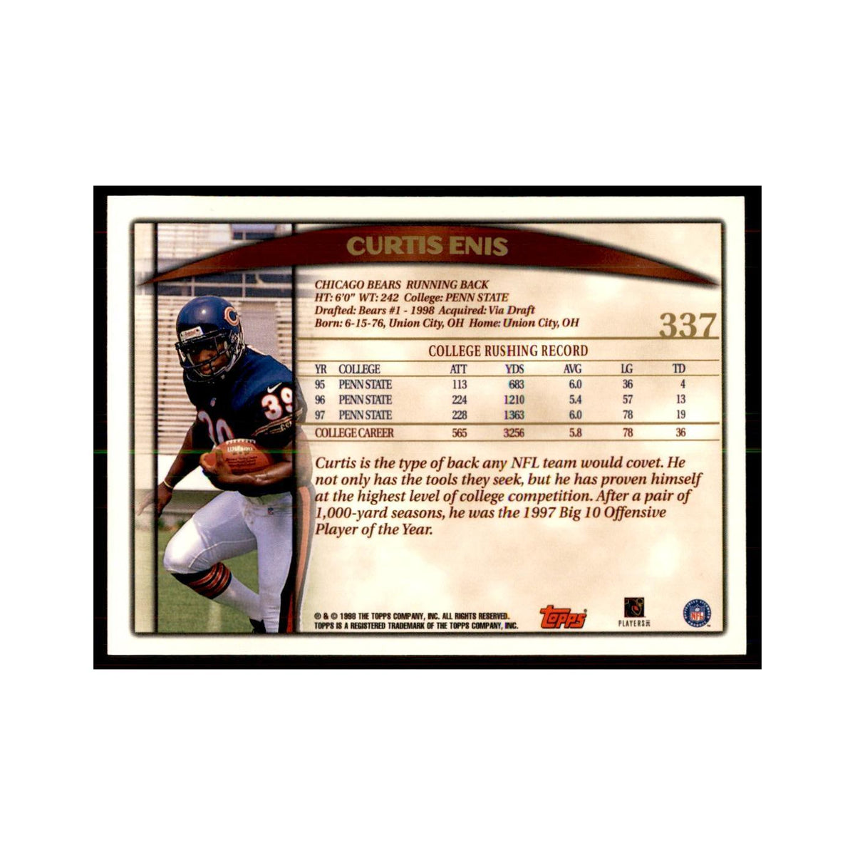 1998 Topps Curtis Enis RC Bears #7