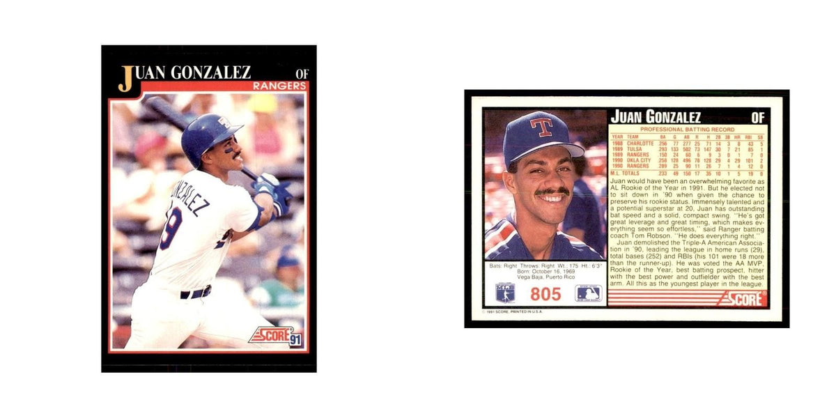 1991 Score Juan Gonzalez Baseball Cards #805
