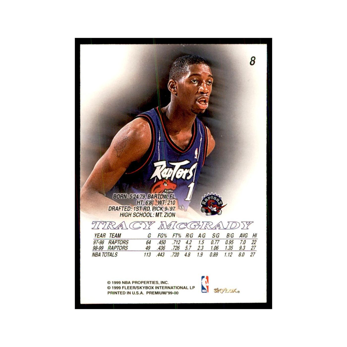 1999 SkyBox Premium Tracy McGrady Basketball Cards #8
