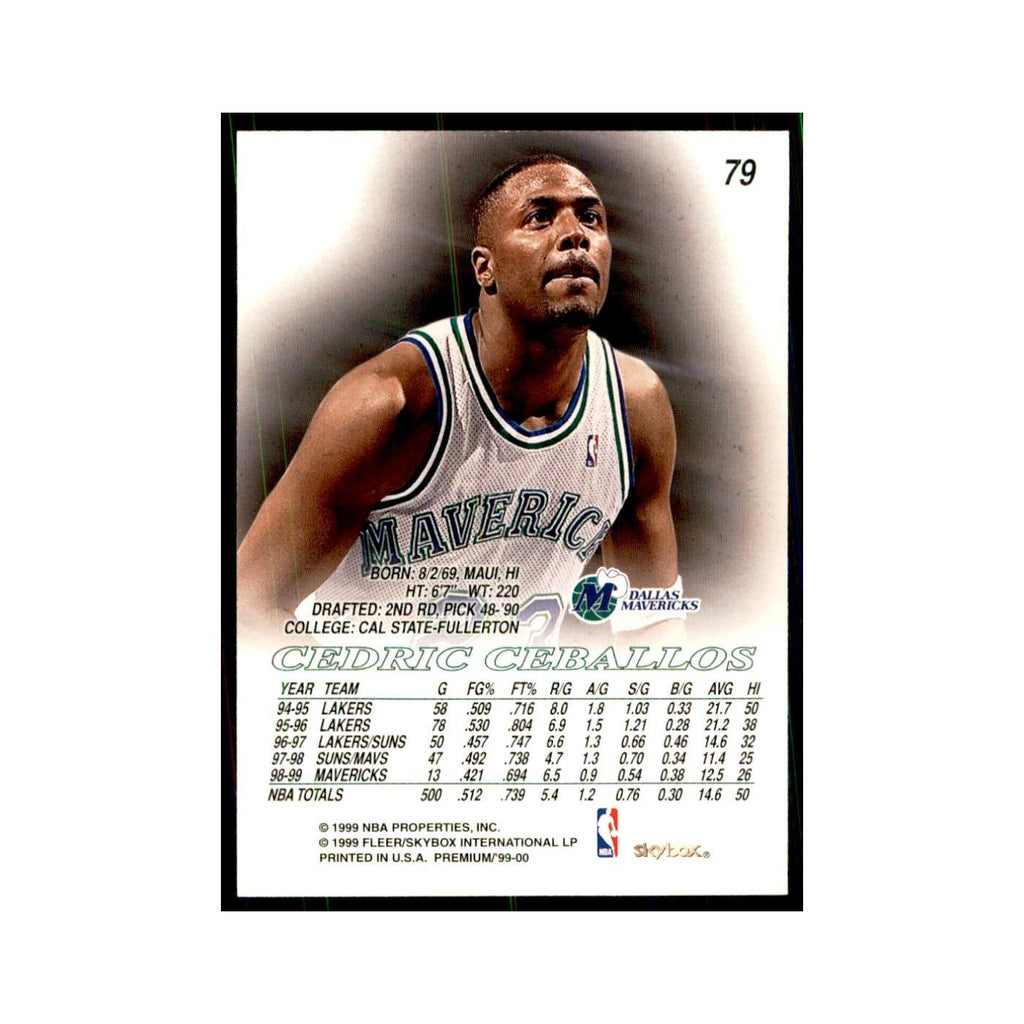 1999 SkyBox Premium Cedric Ceballos Basketball Cards #79