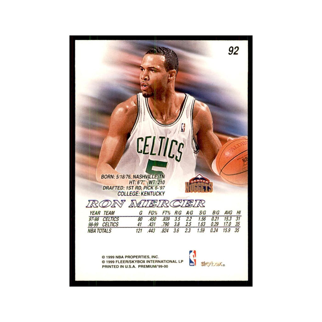 1999 SkyBox Premium Ron Mercer Basketball Cards #92