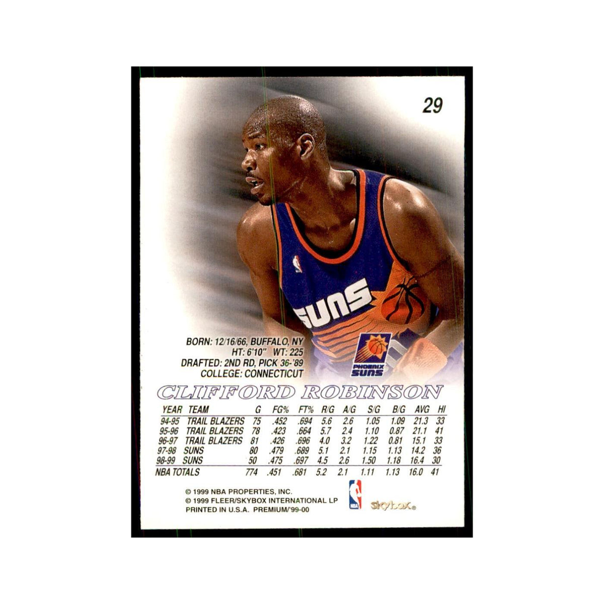 1999 SkyBox Premium Clifford Robinson Basketball Cards #29
