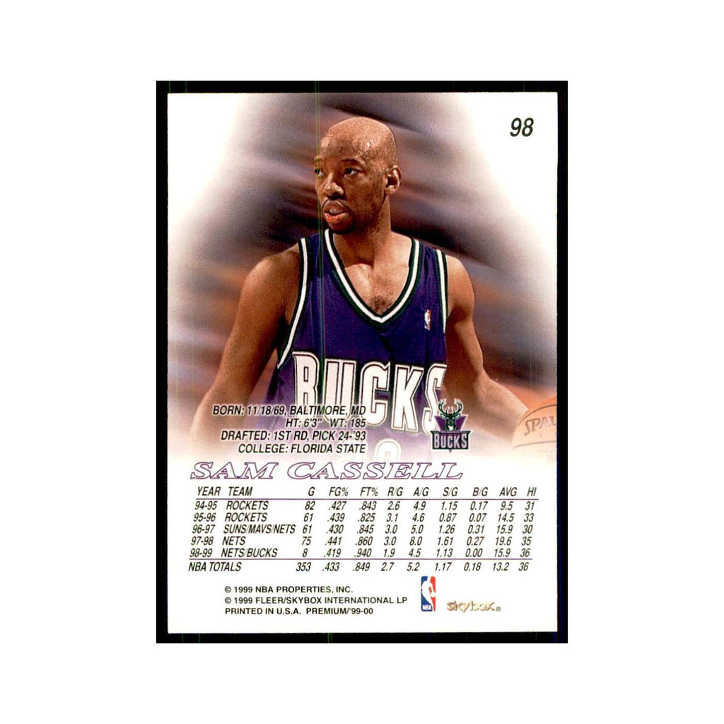 1999 SkyBox Premium Sam Cassell Basketball Cards #98