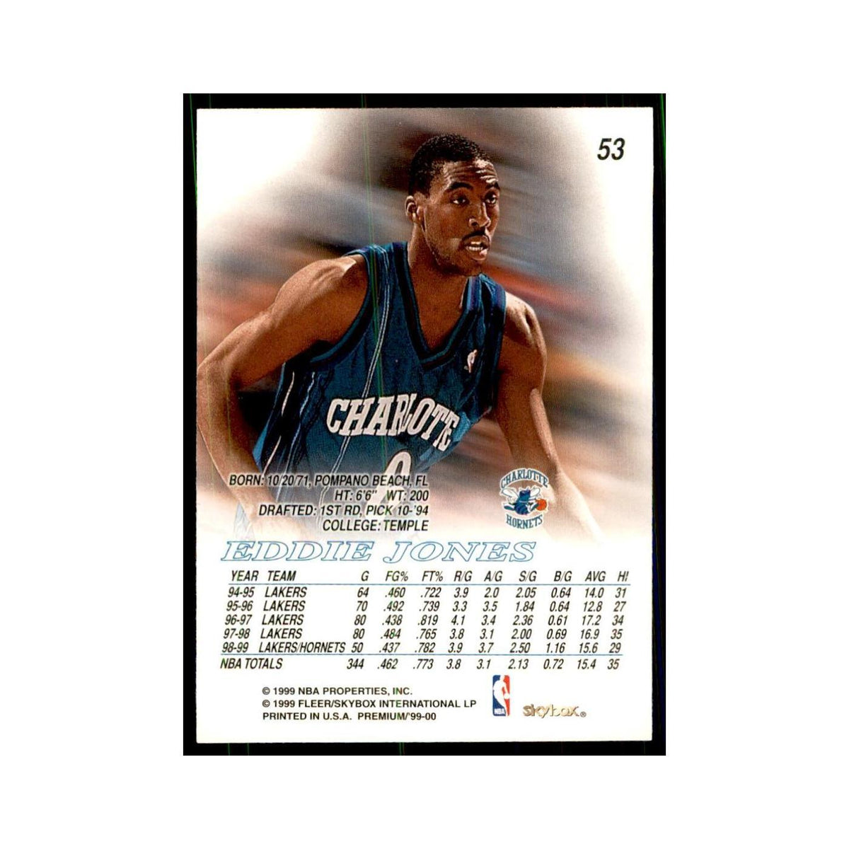 1999 SkyBox Premium Eddie Jones Basketball Cards #53
