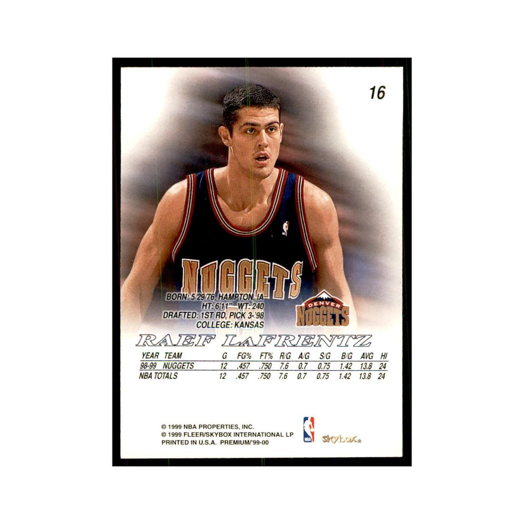 1999 SkyBox Premium Raef LaFrentz Basketball Cards #16