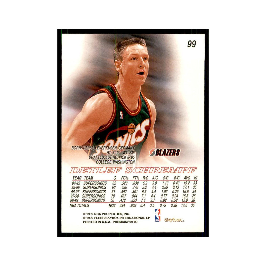 1999 SkyBox Premium Detlef Schrempf Basketball Cards #99