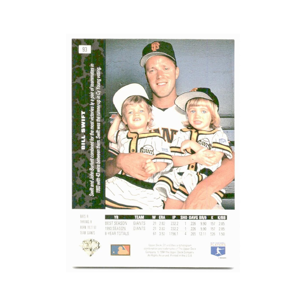 Bill Swift 1994 SP #93 San Francisco Giants Baseball Card NM