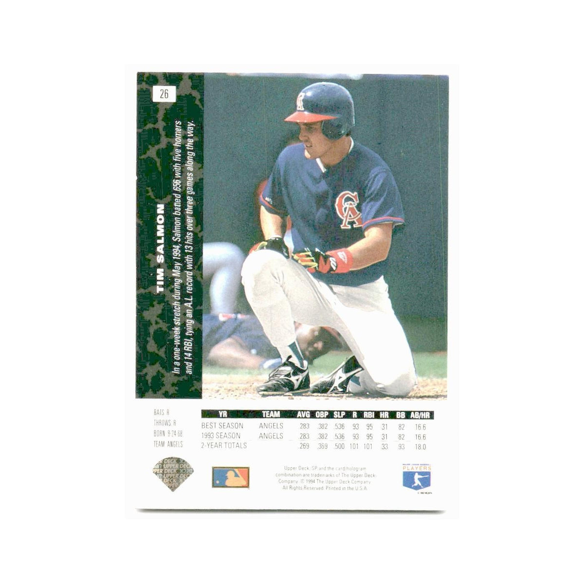 Tim Salmon 1994 SP #26 California Angels Baseball Card NM