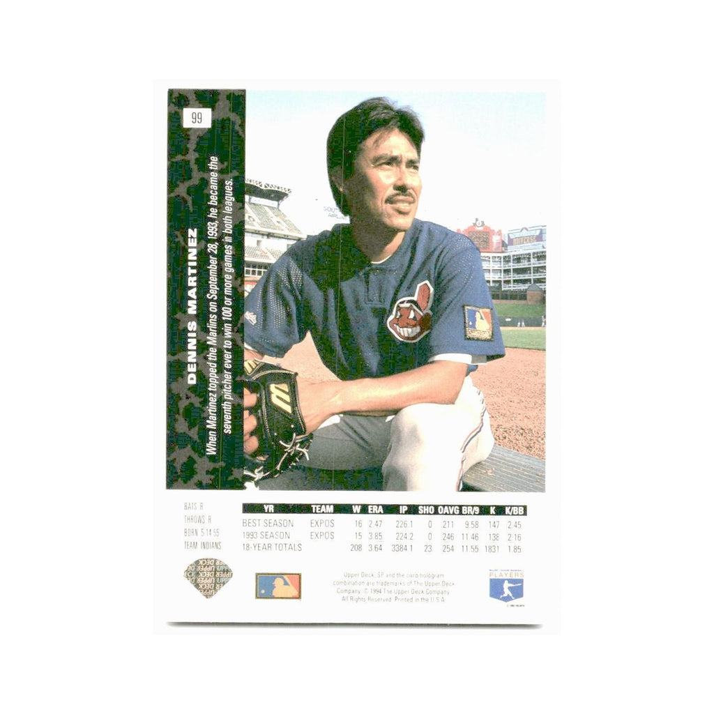 Dennis Martinez 1994 SP #99 Cleveland Indians Baseball Card NM