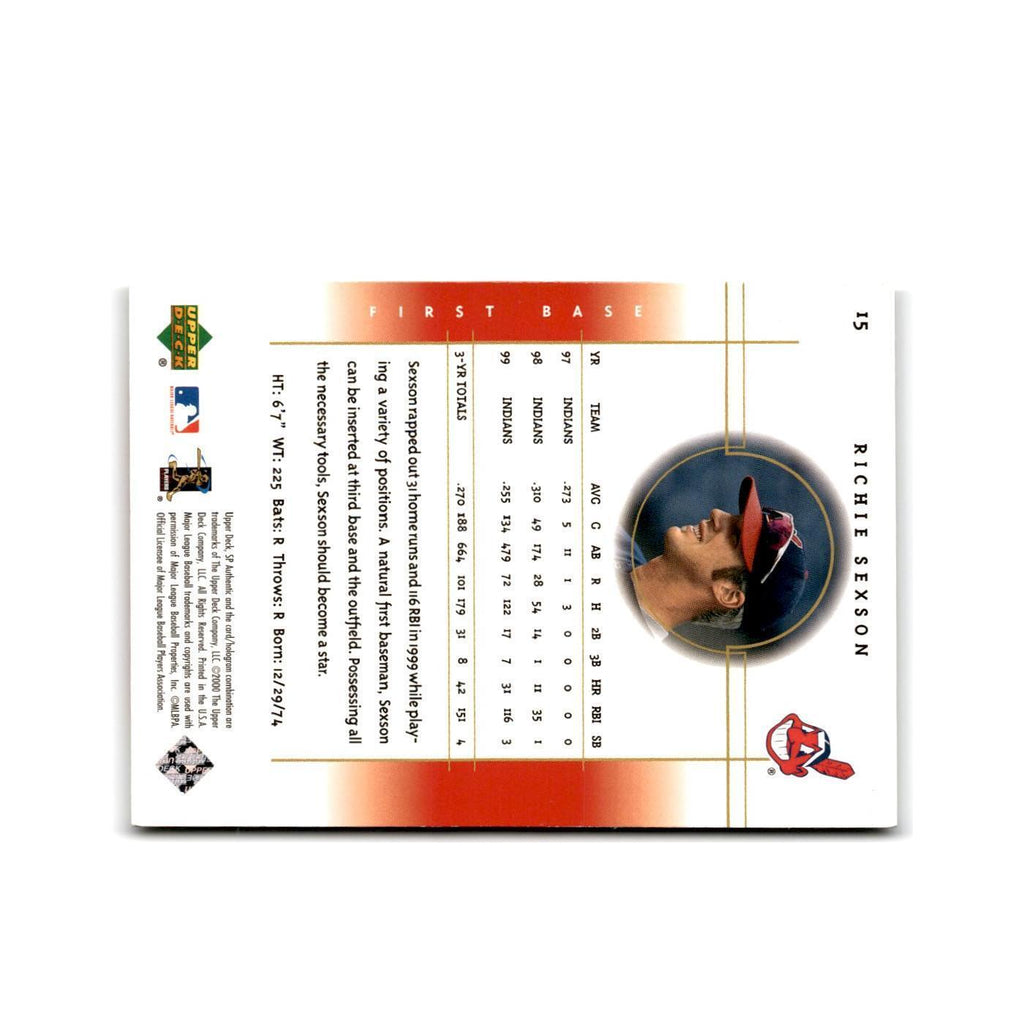 2000 SP Authentic Richie Sexson Indians #15