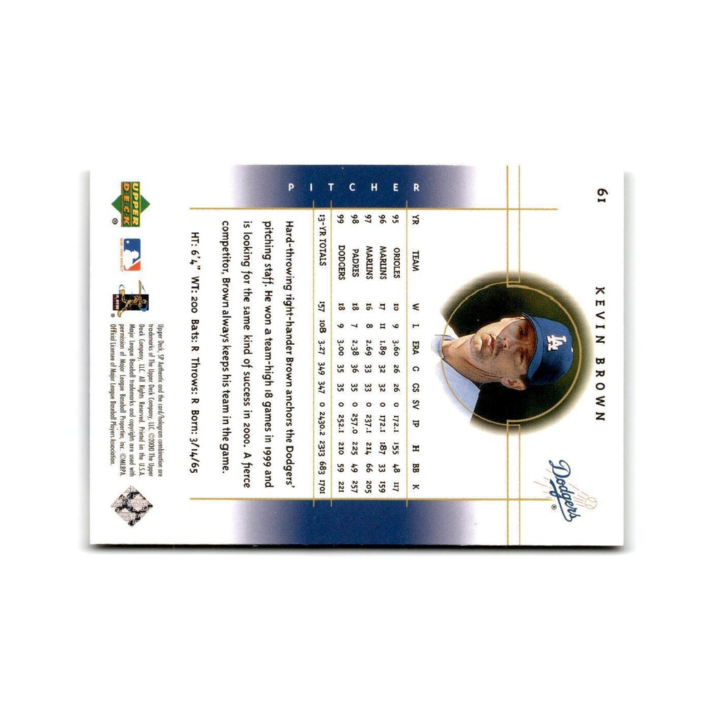 2000 SP Authentic Kevin Brown Dodgers #61