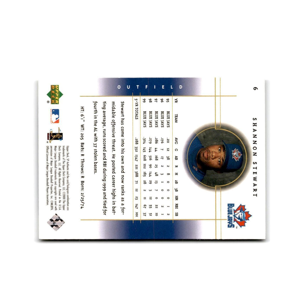 2000 SP Authentic Shannon Stewart Blue Jays #6