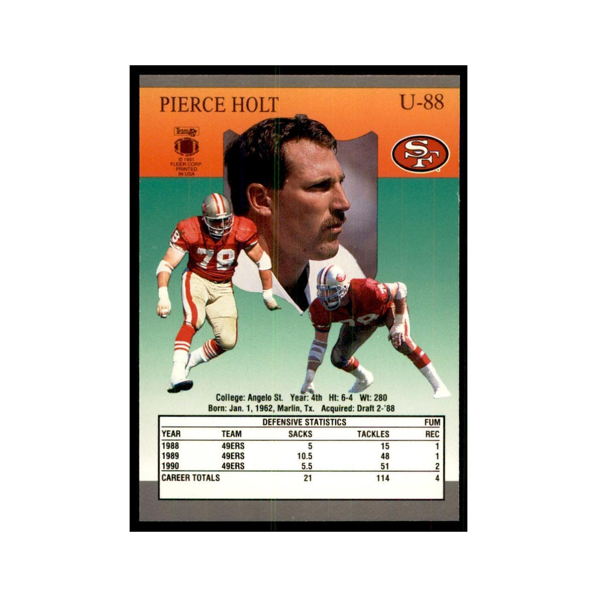 1991 Fleer Update Pierce Holt Football Cards #U-88