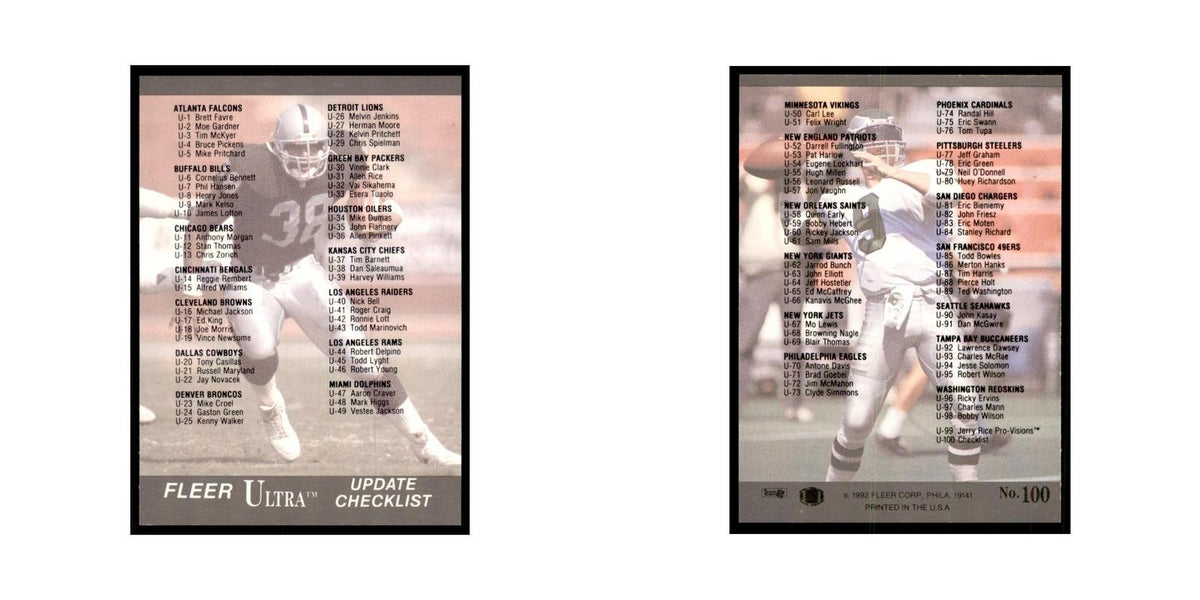 1991 Fleer Update Checklist Football Cards #100