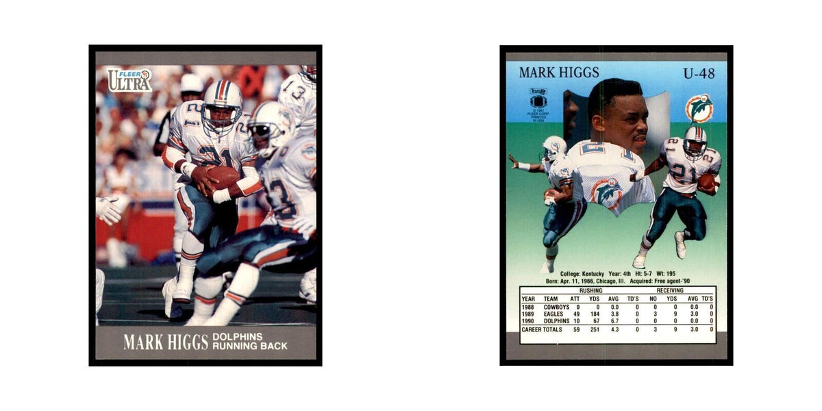 1991 Fleer Update Mark Higgs Football Cards #U-48