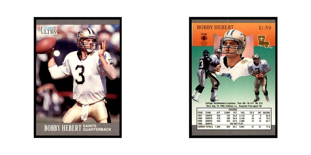 1991 Fleer Update Bobby Hebert Football Cards #U-59