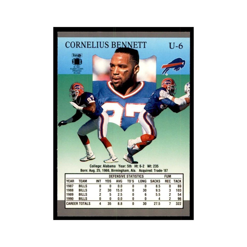 1991 Fleer Update Cornelius Bennett Football Cards #U-6