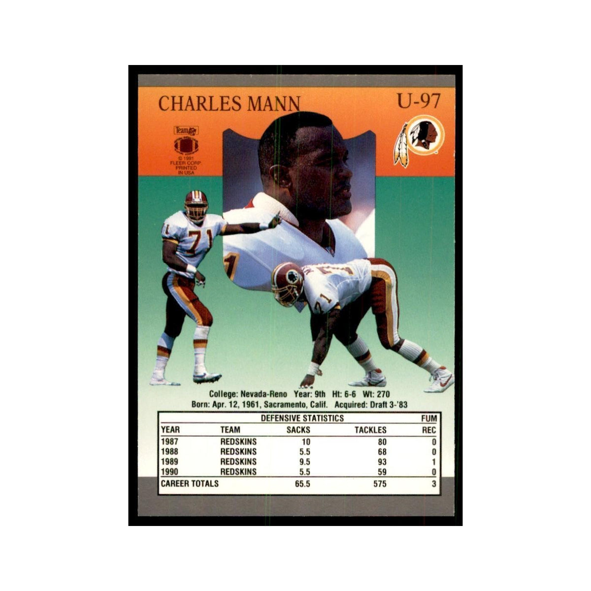 1991 Fleer Update Charles Mann Football Cards #U-97