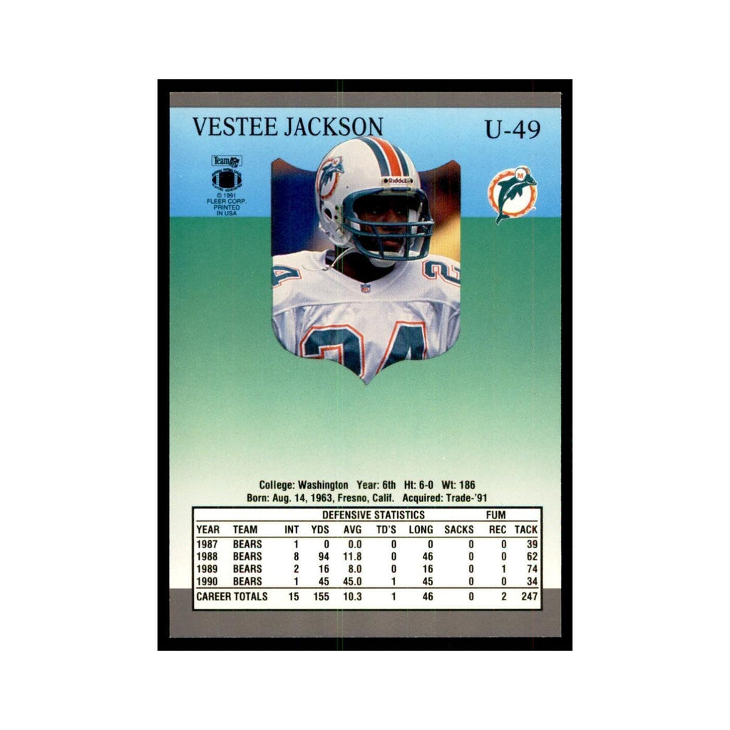 1991 Fleer Update Vestee Jackson Football Cards #U-49