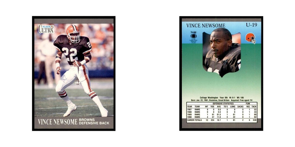 1991 Fleer Update Vince Newsome Football Cards #U-19