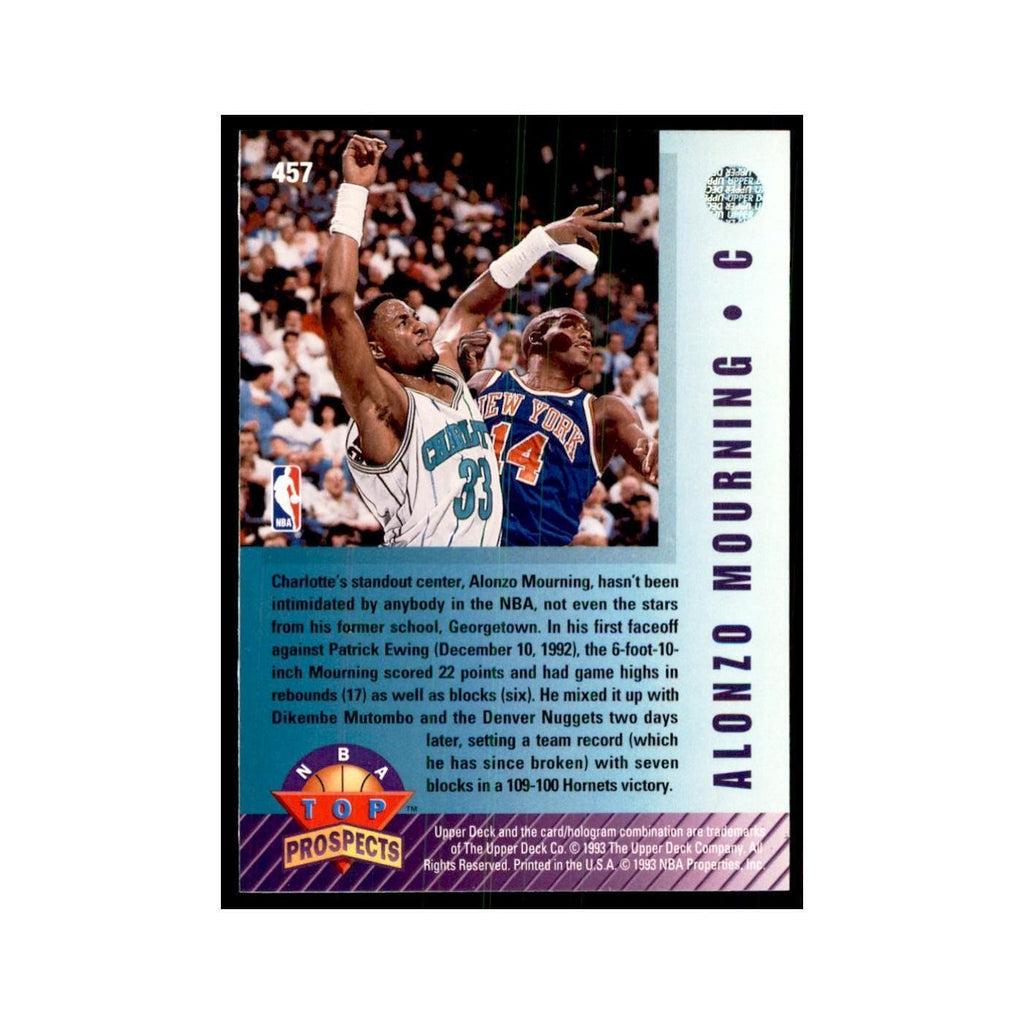1992 Upper Deck Alonzo Mourning Basketball Cards #457