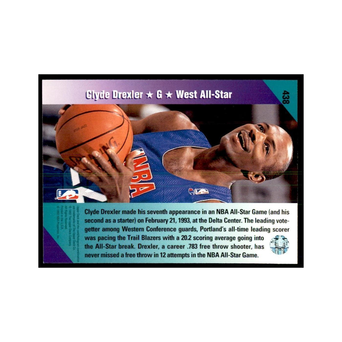 1992 Upper Deck Clyde Drexler Basketball Cards #438