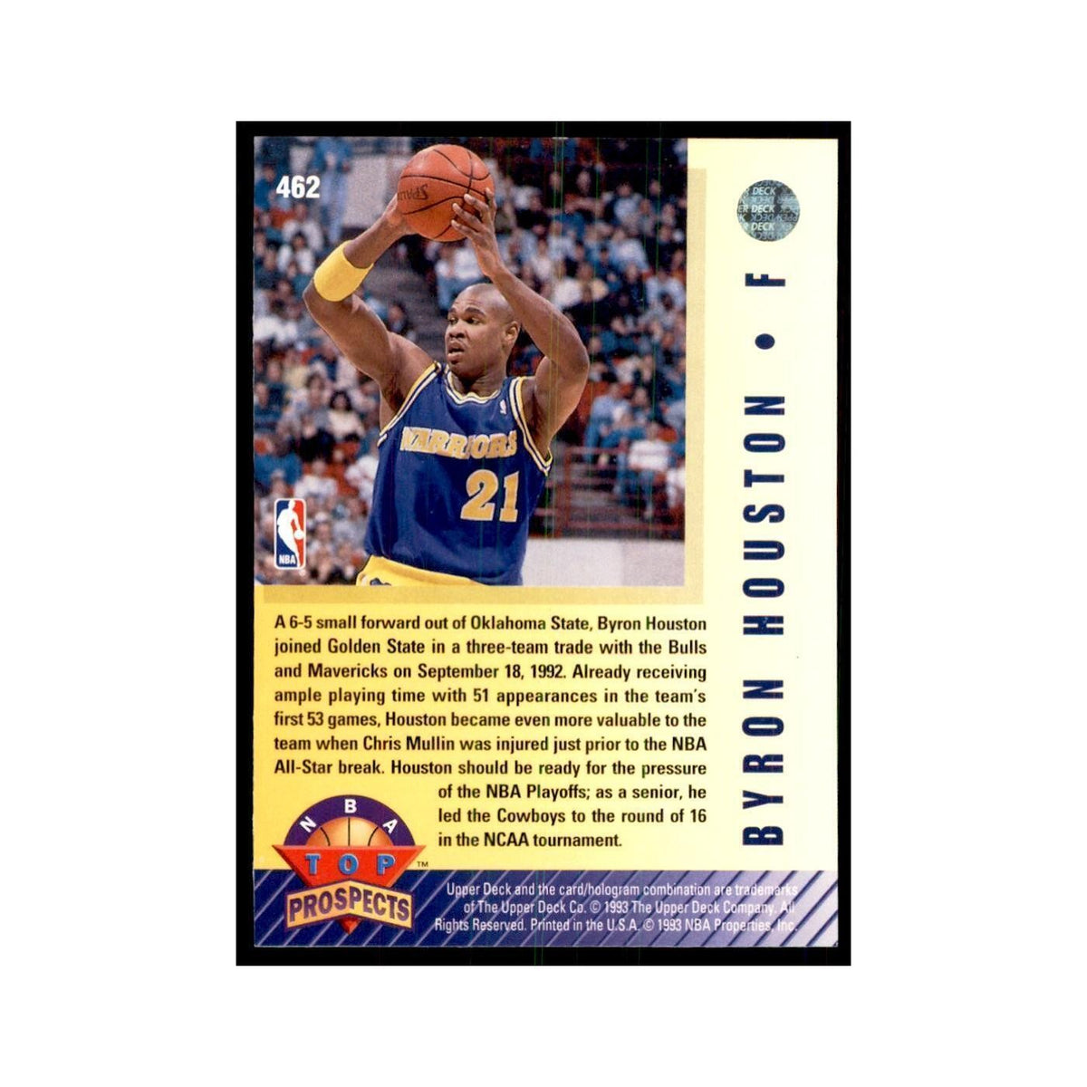 1992 Upper Deck Byron Houston Basketball Cards #462
