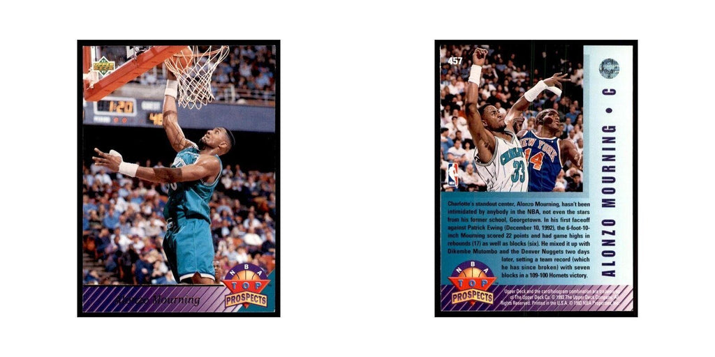 1992 Upper Deck Alonzo Mourning Basketball Cards #457