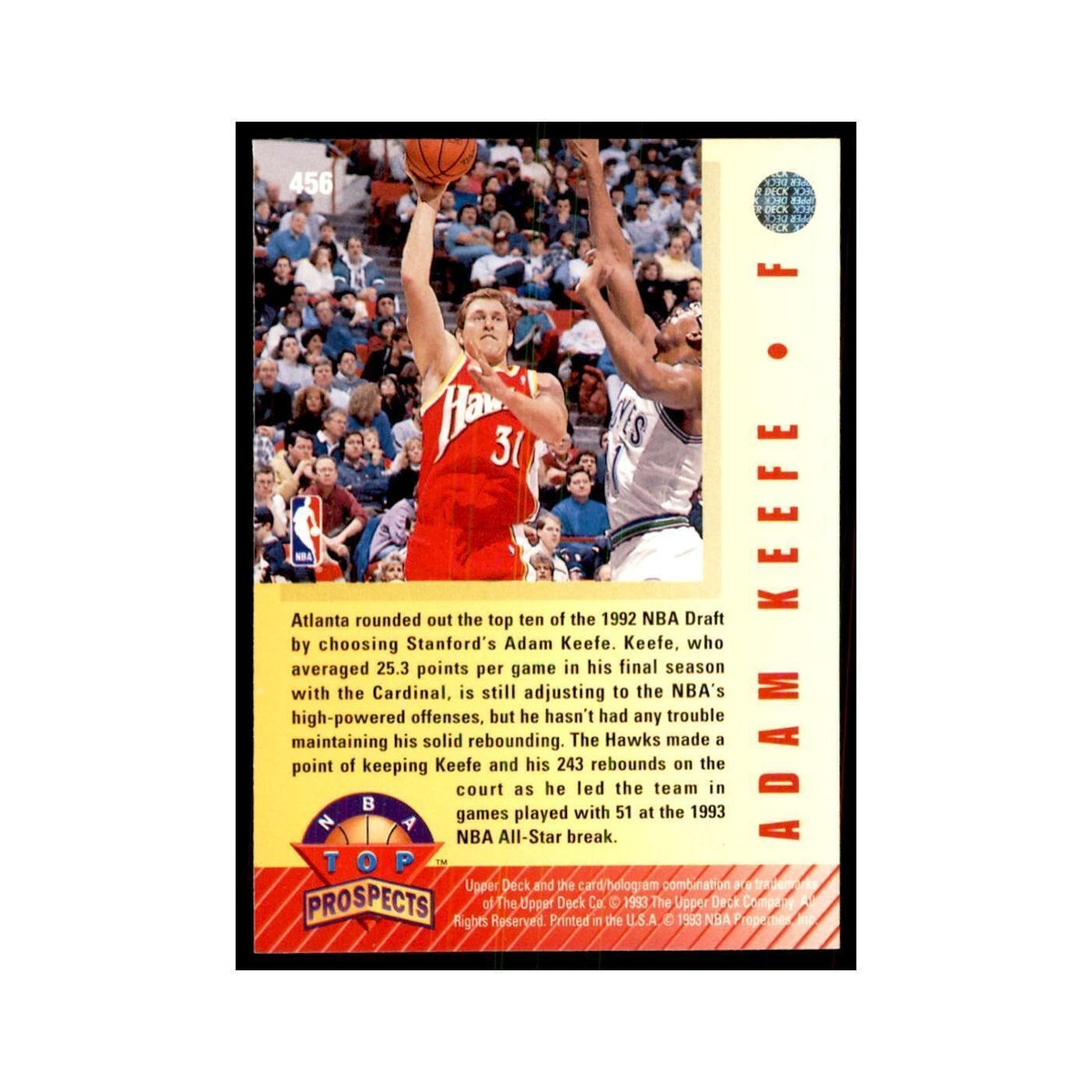 1992 Upper Deck Adam Keefe Basketball Cards #456