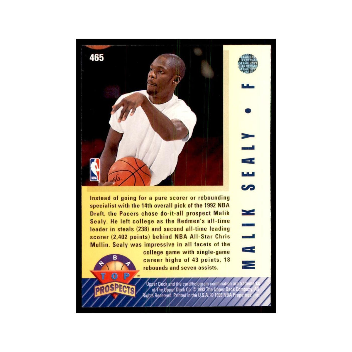 1992 Upper Deck Malik Sealy Basketball Cards #465