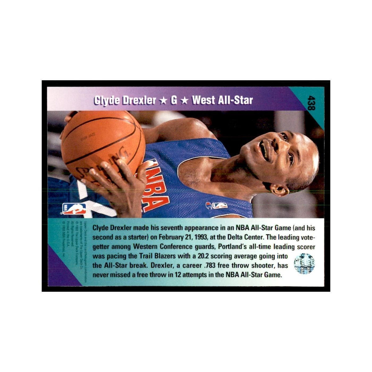 1992 Upper Deck Clyde Drexler Basketball Cards #438