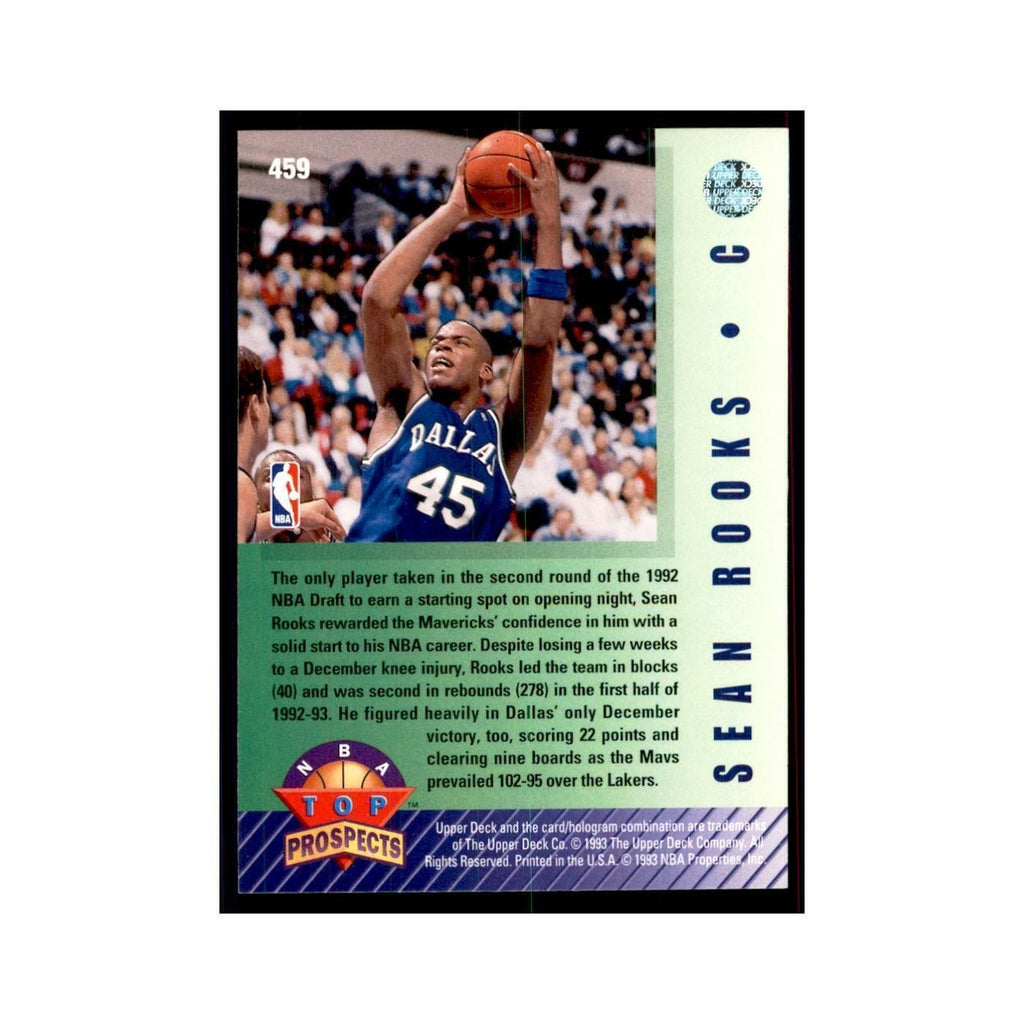 1992 Upper Deck Sean Rooks Basketball Cards #459